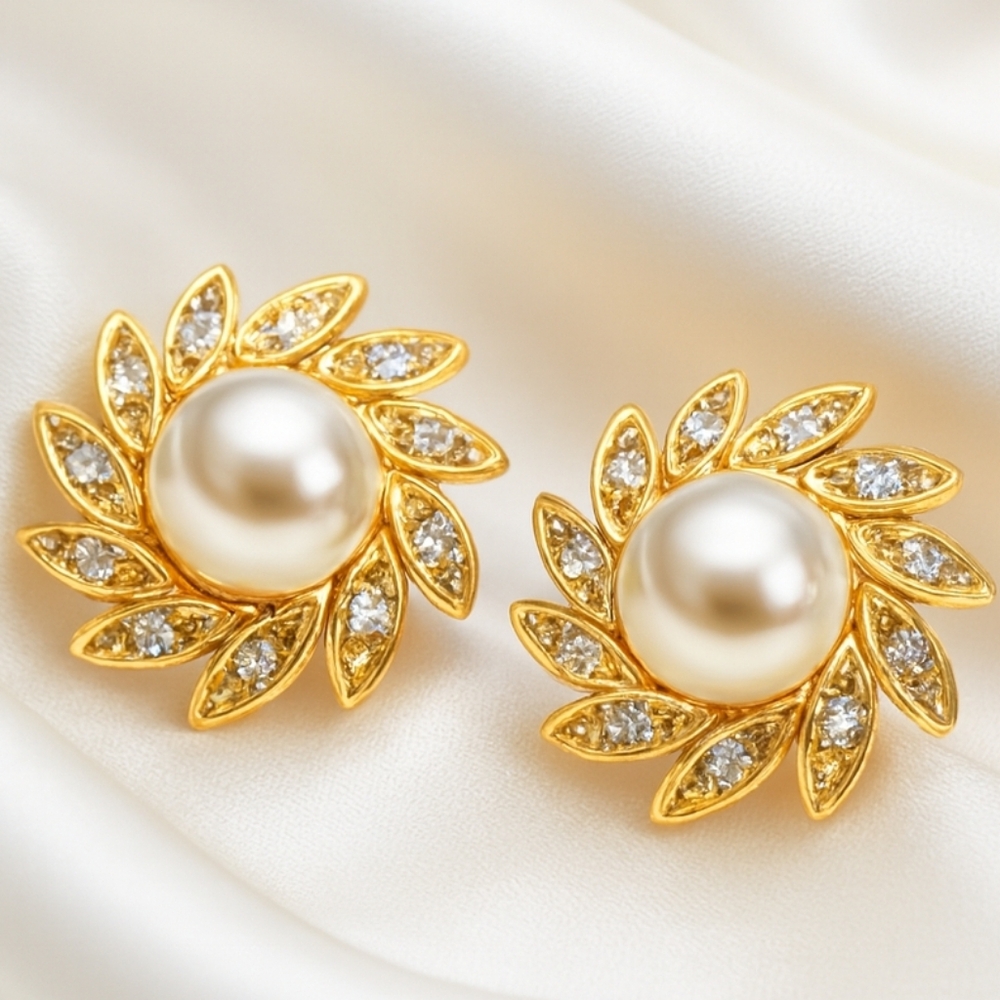 Women's Stylish Polished Gold tone Sparkling Crystal Stud Earrings - Size 0.5-in